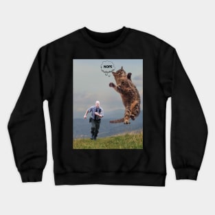 Funny Meme with Cat Thats Cute Being Chased By Cop Running After Cat Funny Meme For Cat Lover for him or her shirt to laugh with funny memes Crewneck Sweatshirt